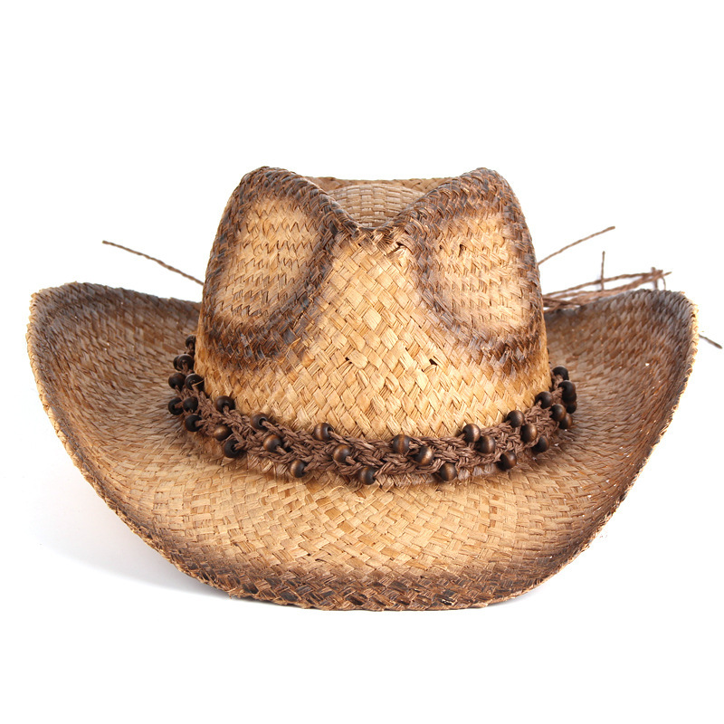 Beach Day Sombrero Raffia Straw Brown Western Cowboy Hat for Men Summer Hats
