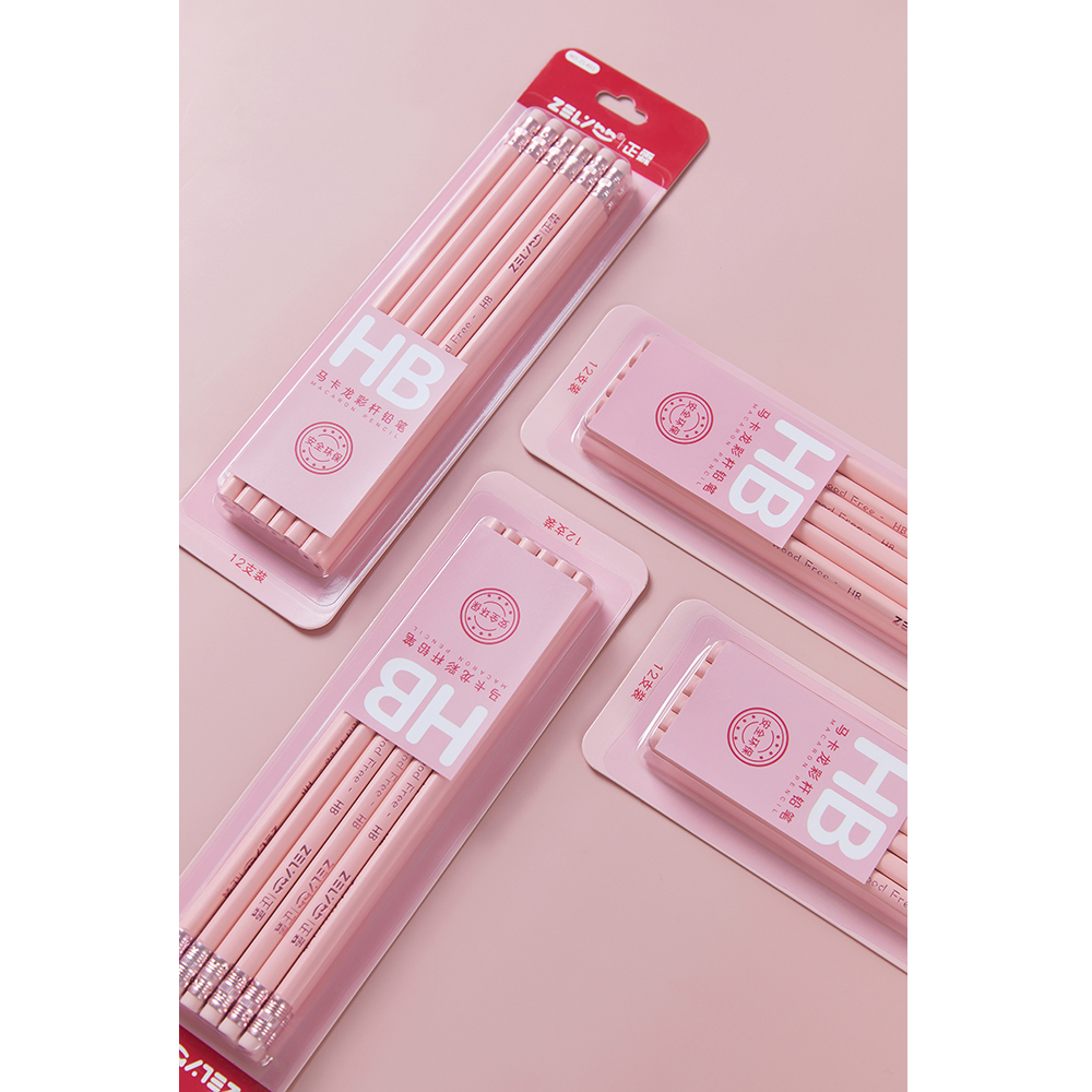 ZL401 Cheap wood free Eco-Friendly customized pencils Macaron Color penholder HB pencil with colored eraser