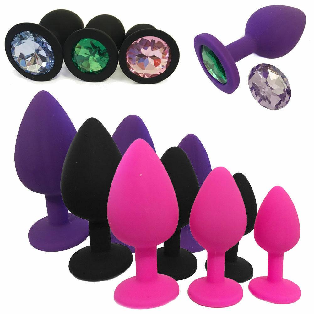 Wholesale Silicone Jeweled Butt Plug Weighted Anal Jewel Trainer Sets Enhance Sex Orgasm dildo anal plug toy