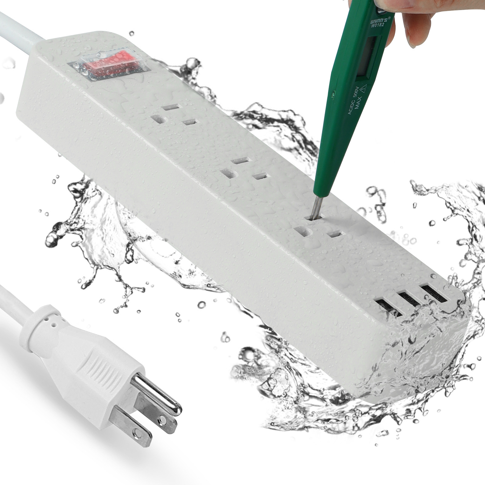 3 выхода США Водонепроницаемая usb-лента для защиты от перенапряжения