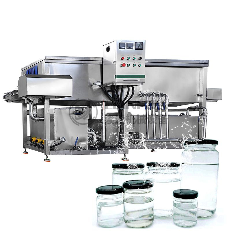 Tunnel type can washer chilli sauce bottle washing and drying machine