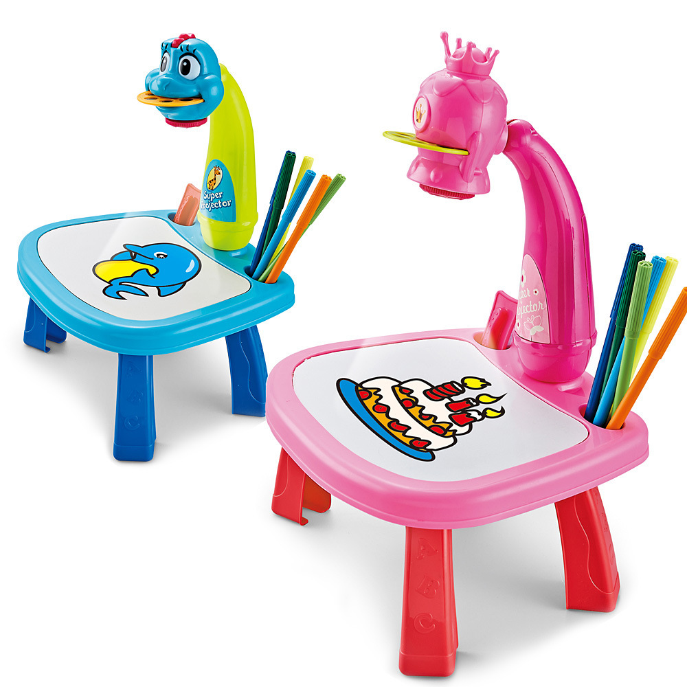 Children LED Projector Art Drawing Table Toys Kids Smart Painting Board Desk Arts And Crafts Projection Educational Learning Toy