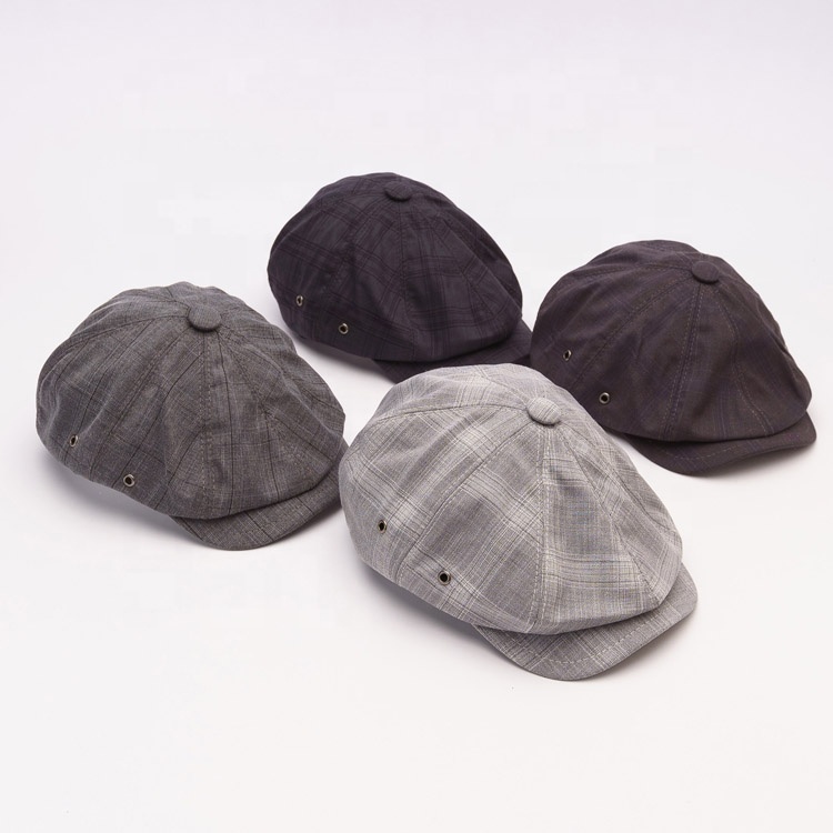 Custom Logo Outdoor Vintage Style Flat Hat Adults Checked Ivy Cap for Men