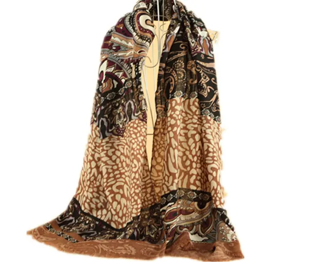 Lady winter warm 100% wool paisley fashionable cashmere scarf