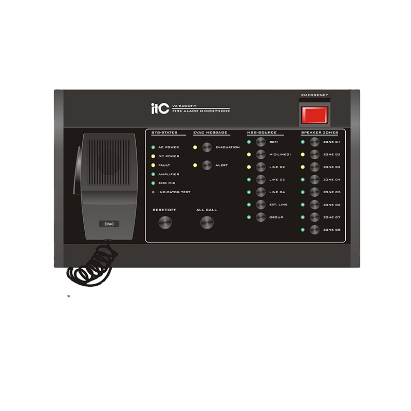 VA-6000FM 8 Zone emergency voice Fire alarm system conventional Addressable Fire Alarm Control Panel