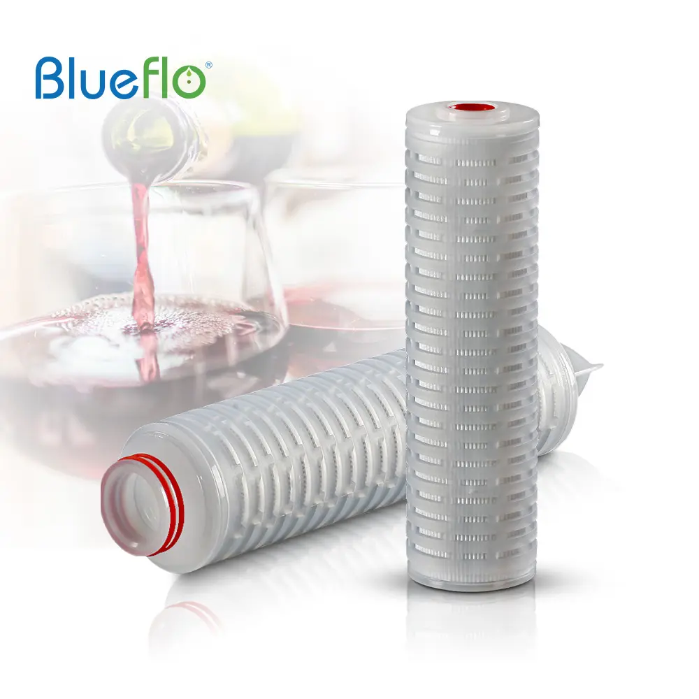 China Manufacturer High Efficiency PES Membrane Pleated Filter 0.2 Micron Absolute Filter Cartridge for Spring Water Wine