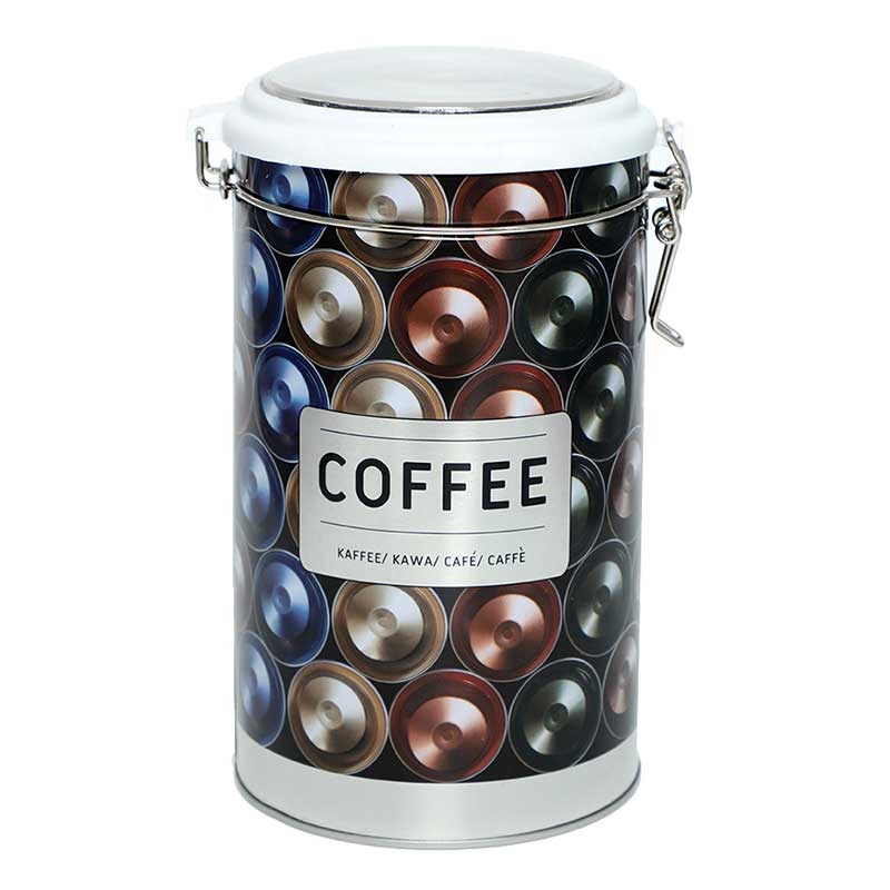 Hot Sale Food Grade Round Tin Box With 3D Coffee Design With Transfer Lid