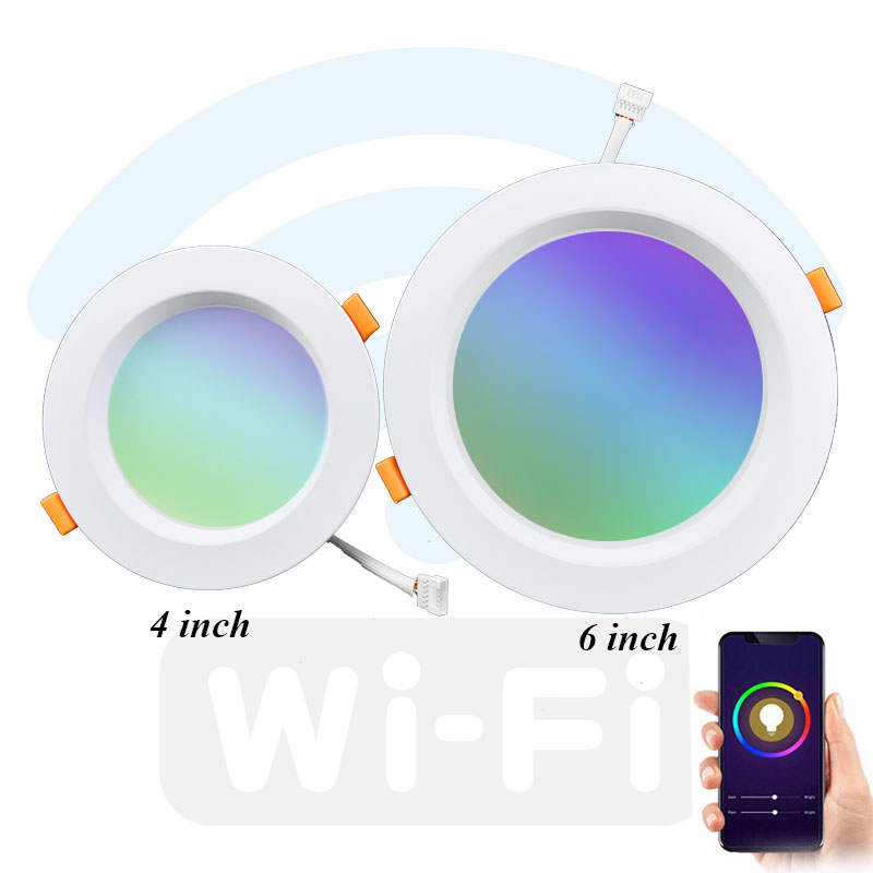 Умный светильник Zigbee, светодиодный круглый утопленный светильник RGB с дистанционным управлением через приложение, Wi-Fi, для спальни, кухни