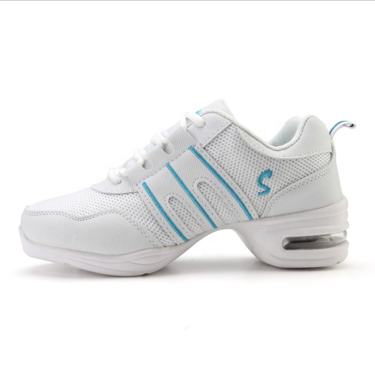 Whole New Fashion Air Cushion Casual Sports Mesh Breathable Round Toe Stripe Latin Dance Shoes