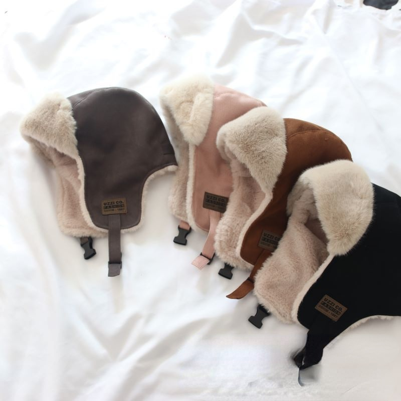 Cute New Winter Warm Boys Girls Brim Tab Hats Warm Hairy Winter Baby Child Fur Hat Toddler Kids Girls Earflap Caps