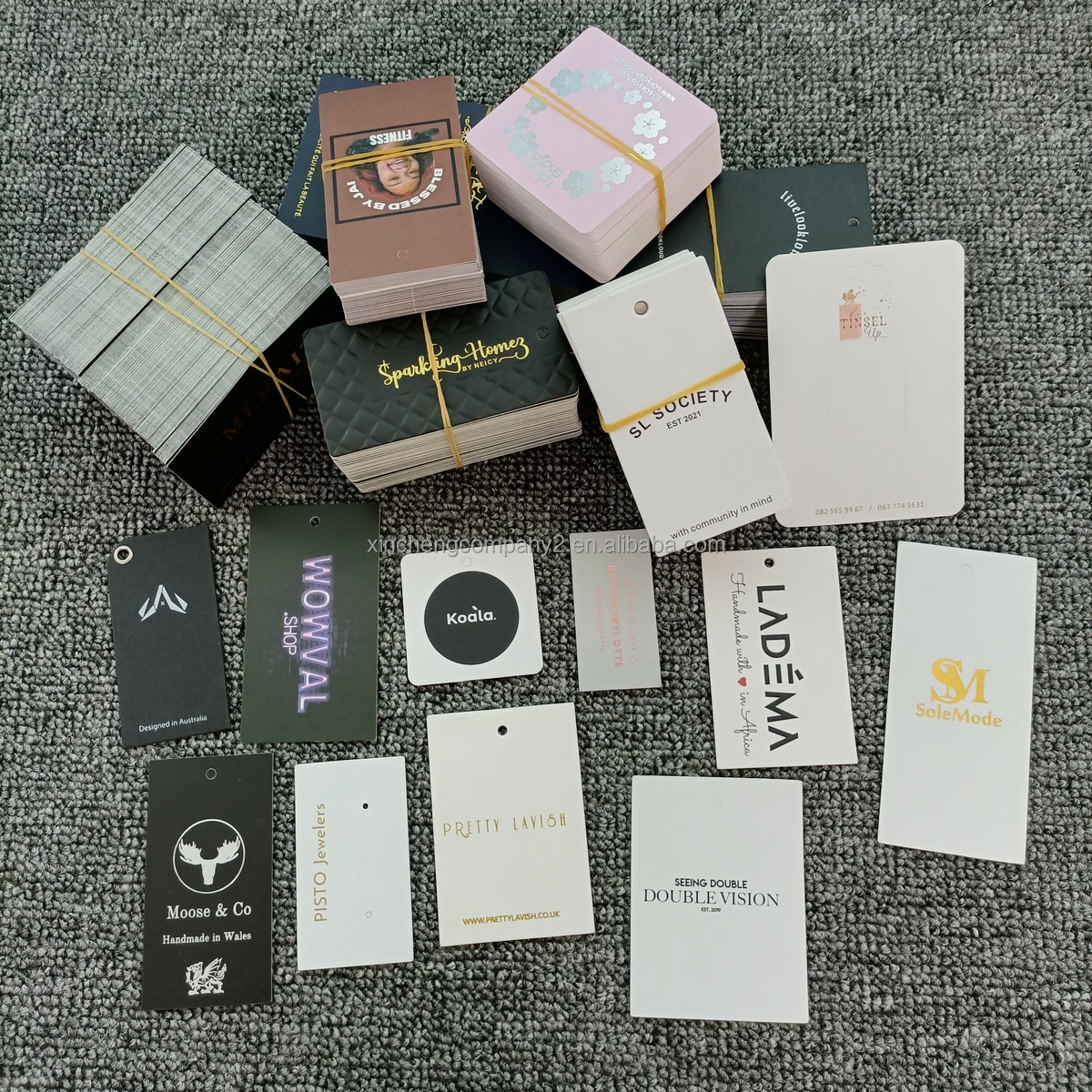 Custom Double Printing Name and Logo Garment Custom Thick Hang Tags for Women Clothes for Baby Clothes with Strings