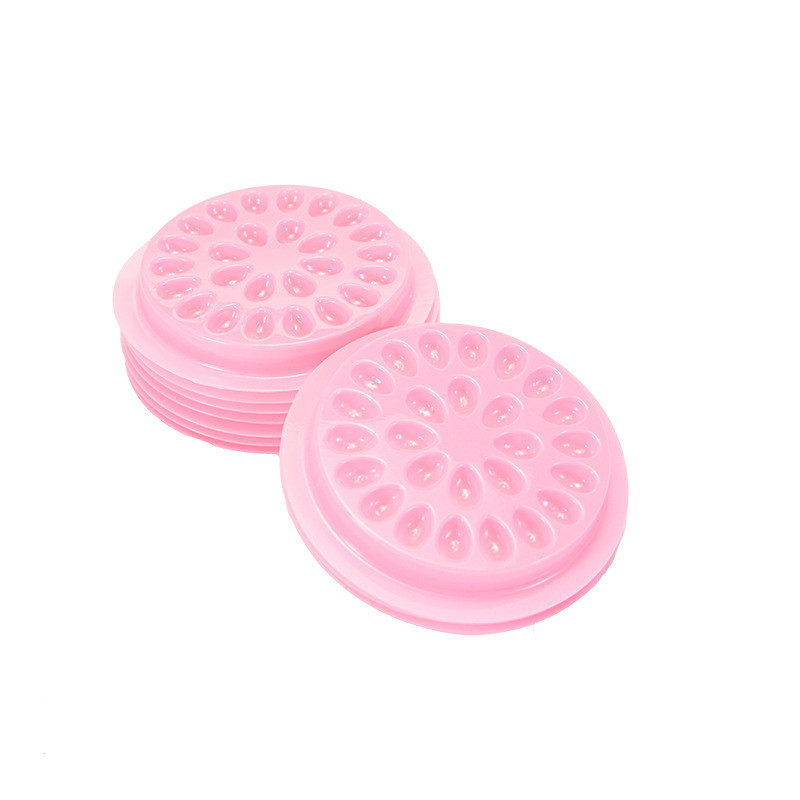 100pcs/set Small baseless flower plate false eyelash graft glue tray pink PVC gasket