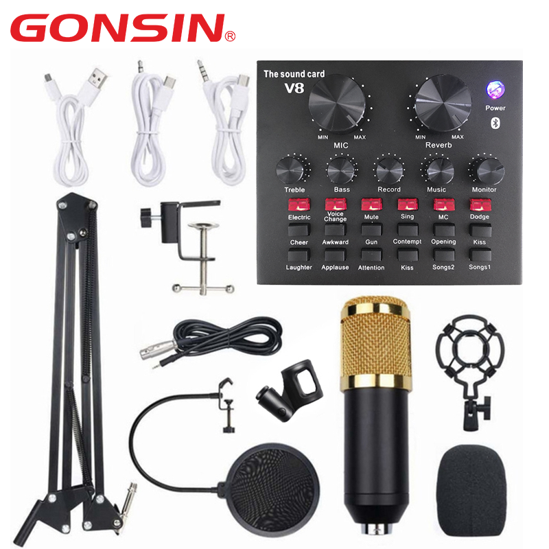 sound card for recording studio sound card interface v8 sound card with mic