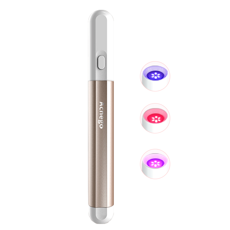 450nm 633nm LED красный синий свет лазерная терапия ручка уход за кожей лица красота устройство фотодинамической терапии машина для прыщей, лечение акне