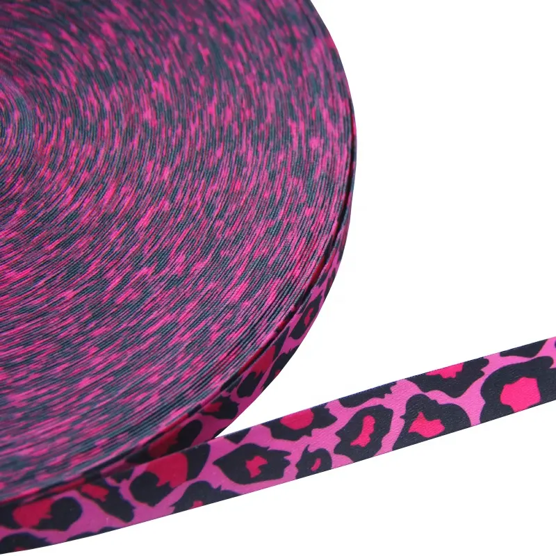 Leopard Print Strap Polyester Printed Ribbon Grosgrain Webbing China Factory Manufacturer 15mm Grograin Webbing 100% Polyester