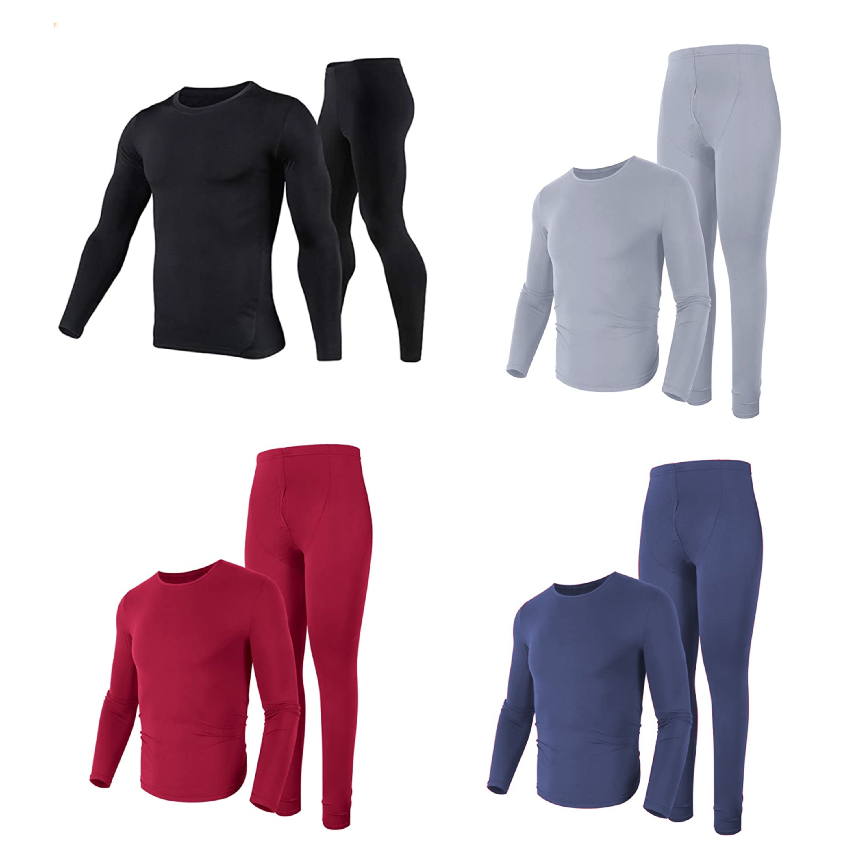 Wholesale Custom 2pcs Elastic Lightweight Ultra Soft Fleece Cotton Long Heating Men Winter Thermal Underwear Set