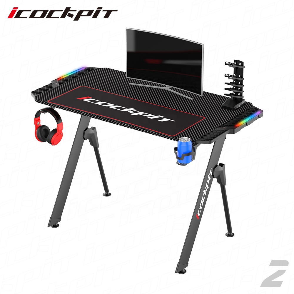 Icockpit Новейший Современный геймер игровой стол с цветная (RGB) Светодиодная лампа для компьютера ПК ноутбук стол маленький Офисный Компьютерный киберспорта игровой стол