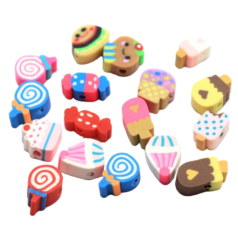 XuQian Polymer Clay Dessert Ice Cream Candy Loose Spacer Beads for DIY Jewelry Craft Making Supplies