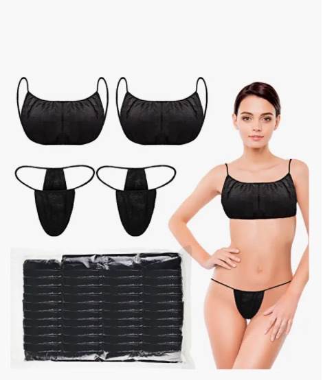 Disposable non woven Women's Disposable Spa Strapless Brasray Tanning, Individually Pack disposable bra and panties