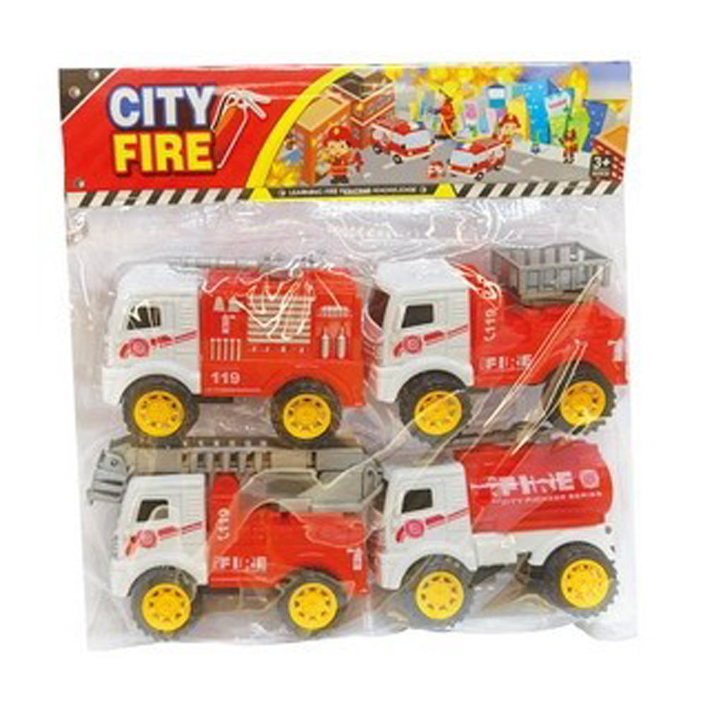 Hot Selling Toy Truck Manufacturers 4 Models Of Inertial Fire Trucks 1PVC Bags