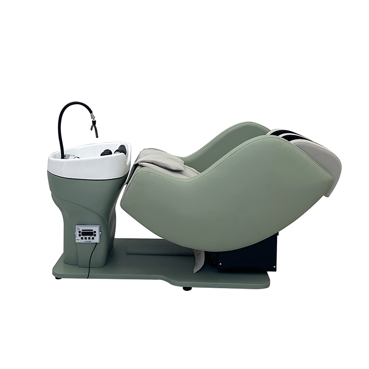 Modern Luxury Green Electric Shampoo Chair Bed With Chair Shampoo Sink And Salon Sink