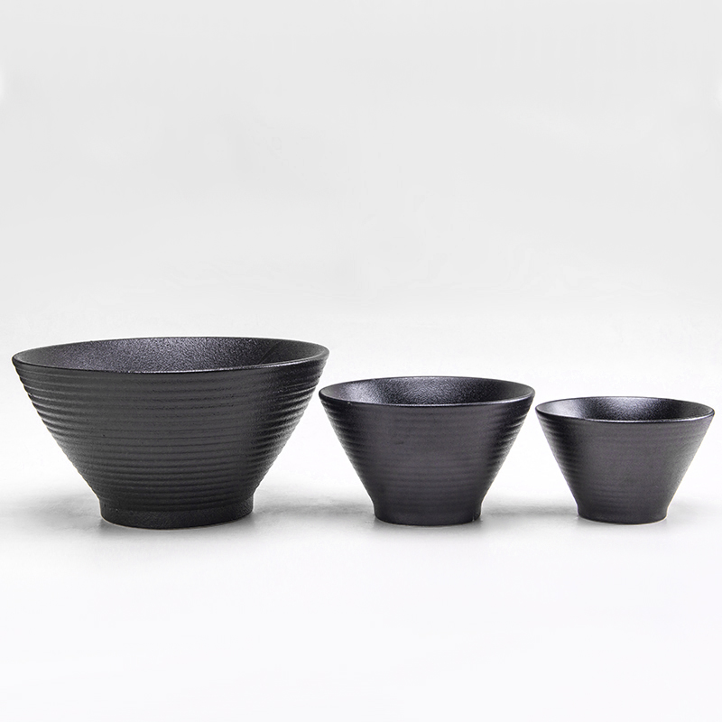 4"Porcelain black soup sala bowl fruit tableware for home hotel restaurant
