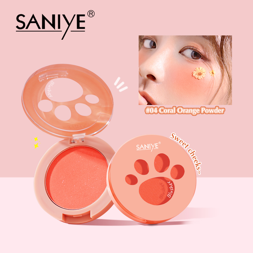 Saniye 2021 new design cute cat paw prints blush private label custom makeup blushes single palette