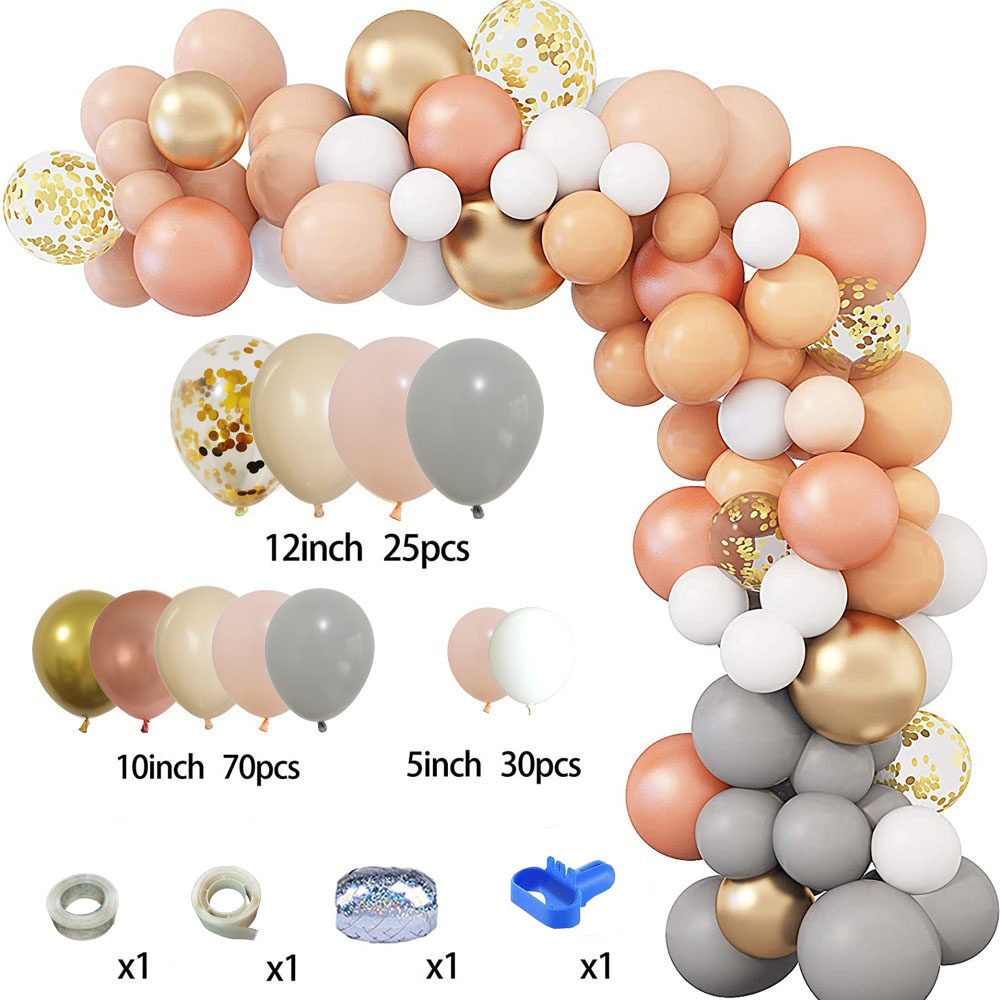 129 pcs balloon garland arch set 12 inch peach rose gold gray balloon wedding birthday party decoration