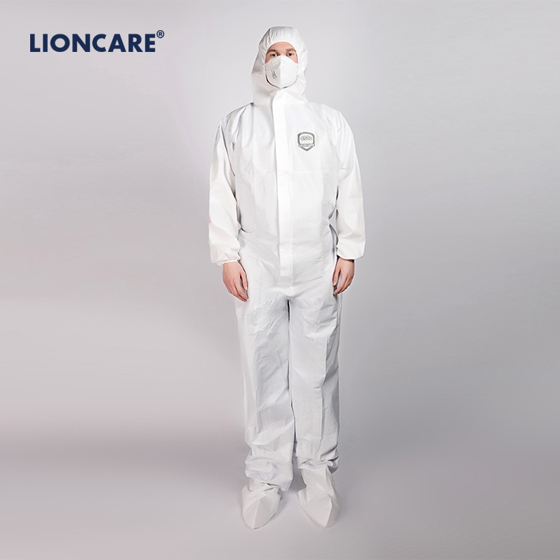 Type 5/6 Microporous Disposable Suit Coverall Safety PPE Protective Waterproof Disposable Coverall Suit with hood