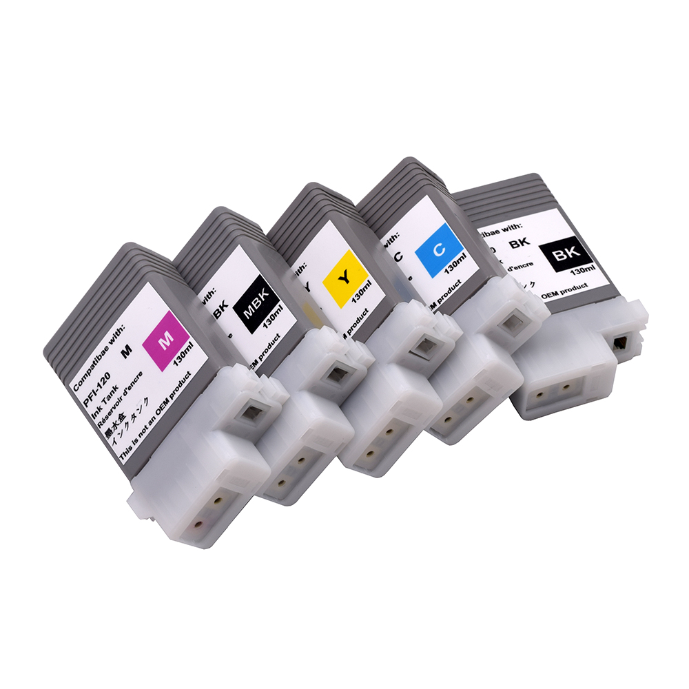 PFI-120 Full Pigment Ink Cartridge With Chips Compatible For Canon TM200 TM-205 TM-300 TM-305 Printers 130ML 6Colors/Set