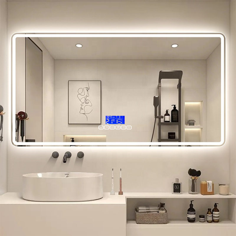 Smart Touch Sensor Anti-fog Bath Vanity Mirrors Rectangle Bathroom Makeup Mirror With Led Light