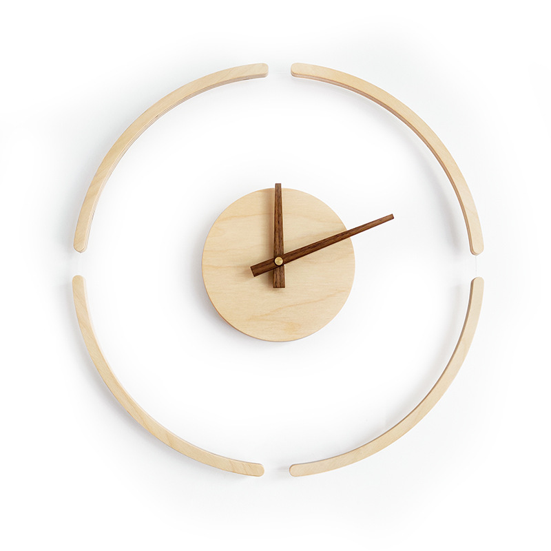 14 Inch Transparent Acrylic Wall Clock Round Creative Modern Minimalist Wooden Clock
