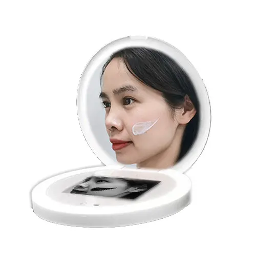 Travel Makeup Mirror 2x Magnification Portable Led Makeup Mirror Vanity Makeup Mirror With Uv Camera For Sunscreen Test