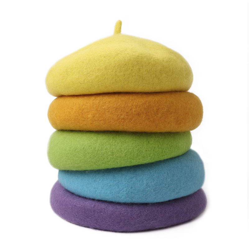 High Quality Custom Logo Wool Multi Color Flat Top Military Wool Beret Hat