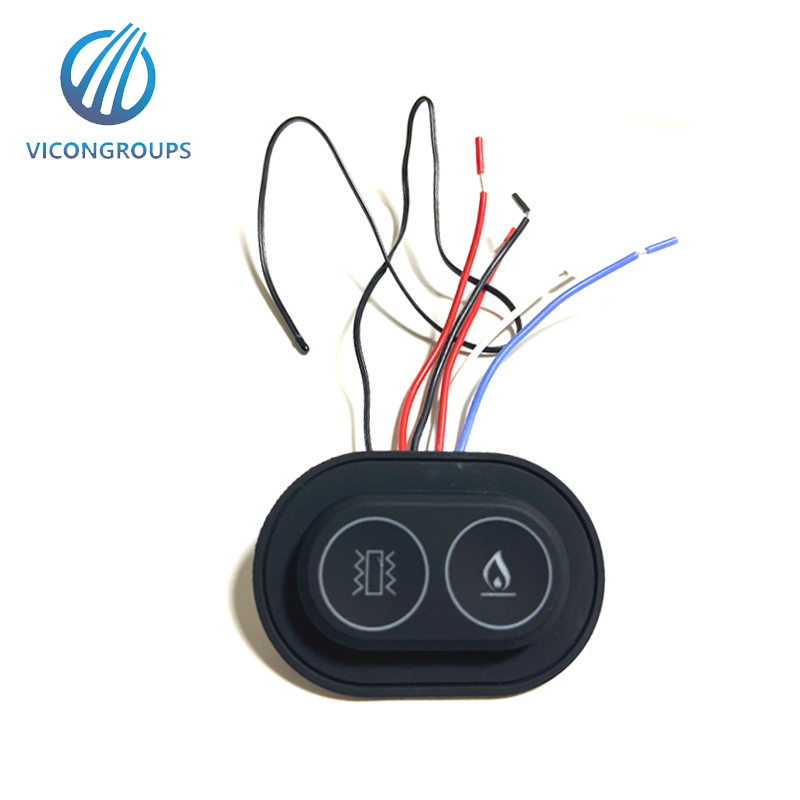 Silicone heating and vibration control switch for pillow pillow heating electrics