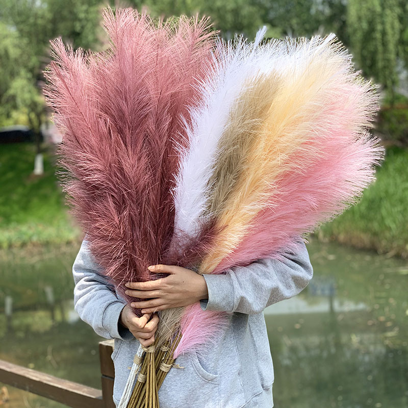 1pc 100cm Artificial Pampas Grass Dried Reed Flowers Bouquet Fake Plants For Wedding Home Room Decor Rabbit Tail Grass Christmas