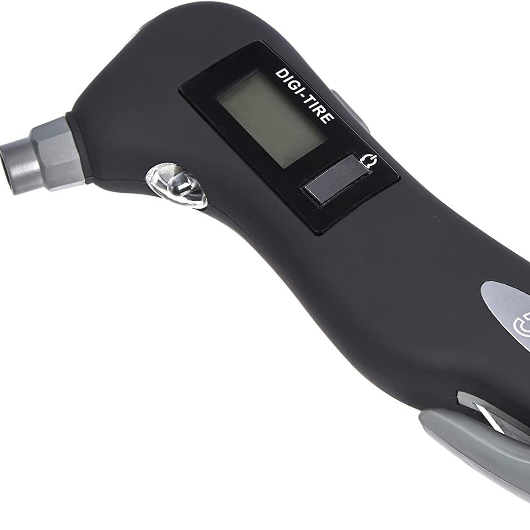 BSCI ISO9001 China Supplier Hot Sale Multifunctional Flashlight Digital Tire Pressure Gauge with Emergency Escape Tools