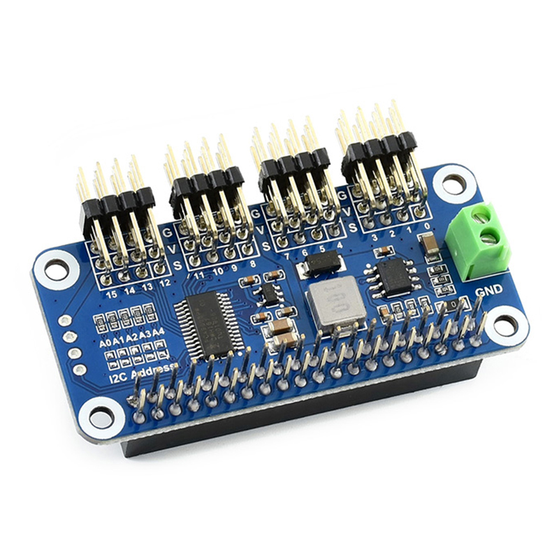 Raspberry Pi Servo Driver HAT for Raspberry Pi 4 16-Channel 12-bit I2C Interface Right Angle Pinheader for 4B 3B+ Zero