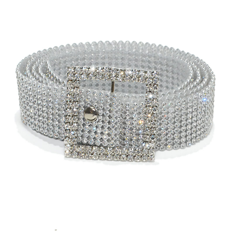 REWIN Fashion Women Sparkle Rhinestone Body Chain Belt With Double O-Ring Waistband Belt Crystal Waist Belt With Shinny Tassel