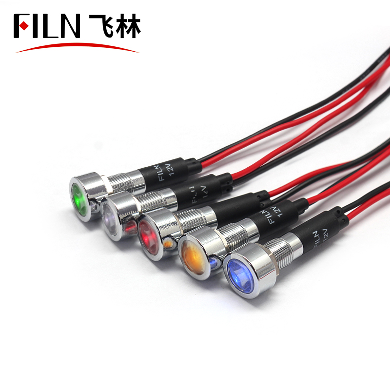 FILN 8mm led bike bicycle turn signal brake indicator light front rear horn warning lamp red green 220v 24v indicator light