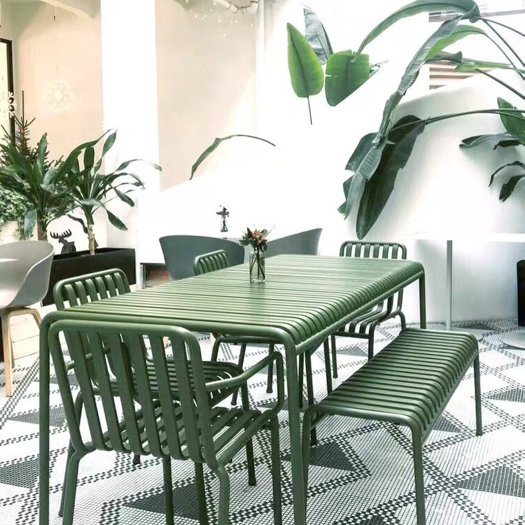 Modern Outdoor Tables Garden Metal Furniture Sets 4 Seat PicnicTable Set