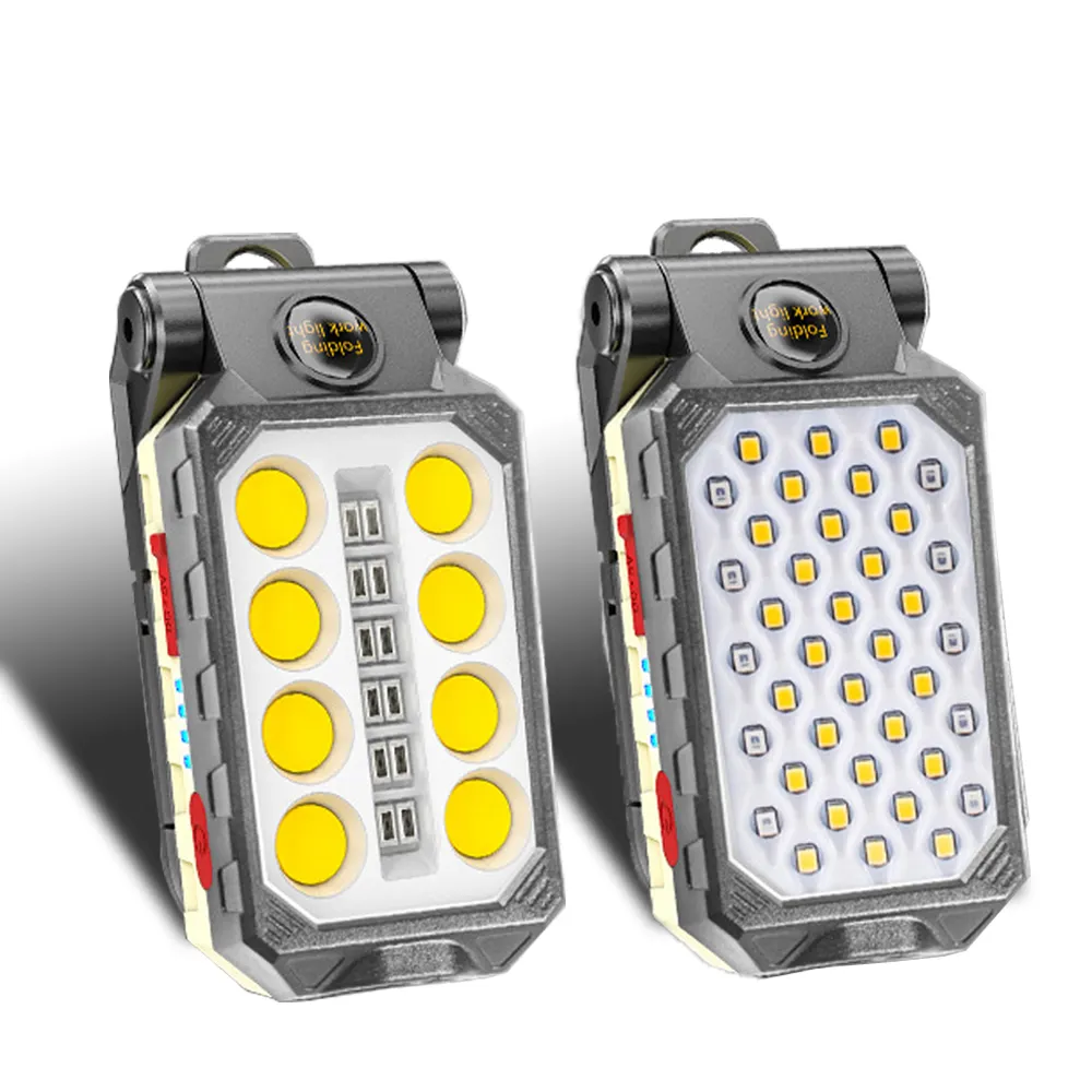 Waterproof Camping Rechargeable Strong Magnetic Work Light Led Cob Portable Foldable Flashlight With Power Display