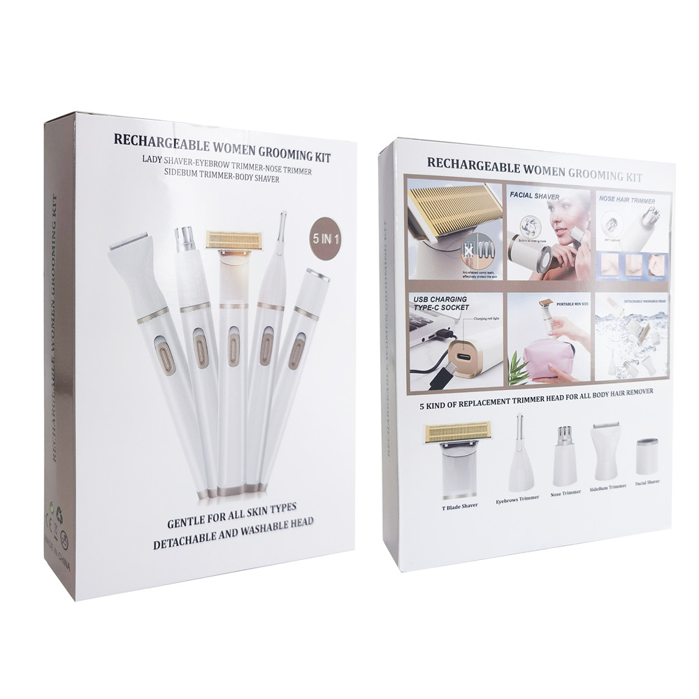 IFINEbeauty 5 в 1 сменный USB Перезаряжаемый набор для ухода за женской кожей лезвия для лица Бритва для носа бородка бровей Триммер для удаления волос