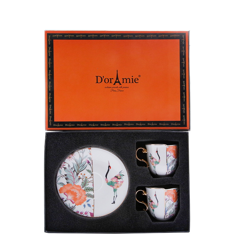 SU127 New Arrival Ceramic Tea Cups and Saucer Set with Color Box Gift Set