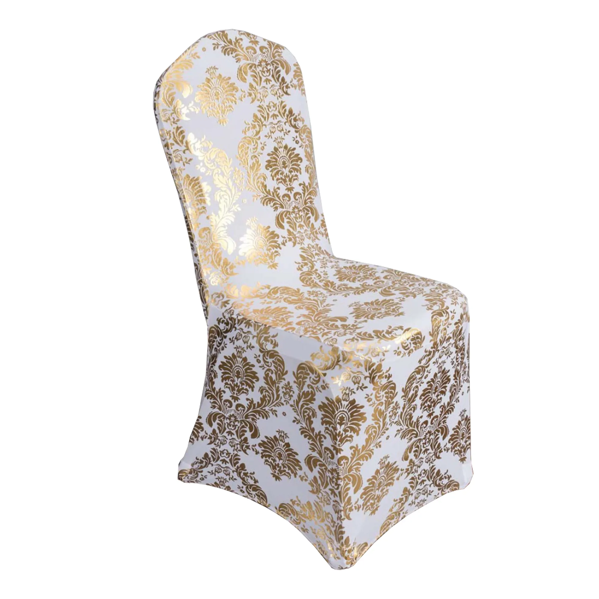 wholesale wedding banquet event bronzing damask spandex chair covers