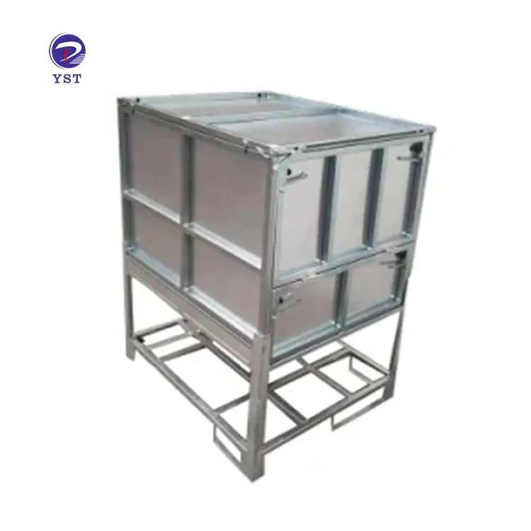 Industry galvanized foldable durable warehouse metal steel box pallet