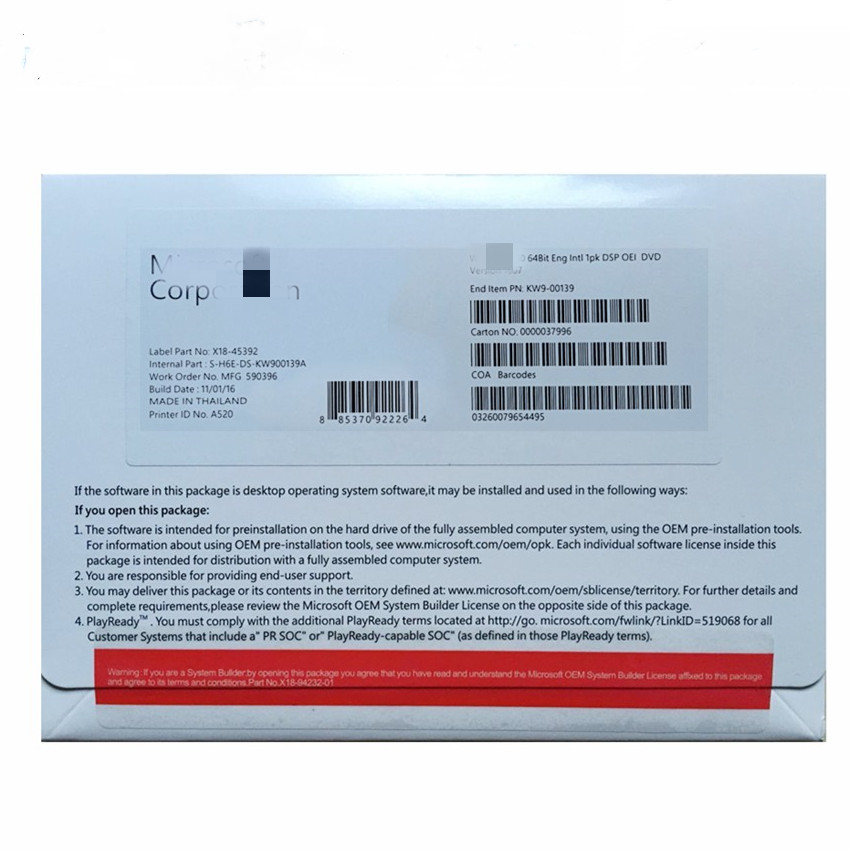 OEM version digital code 100% online computer software win 10 home