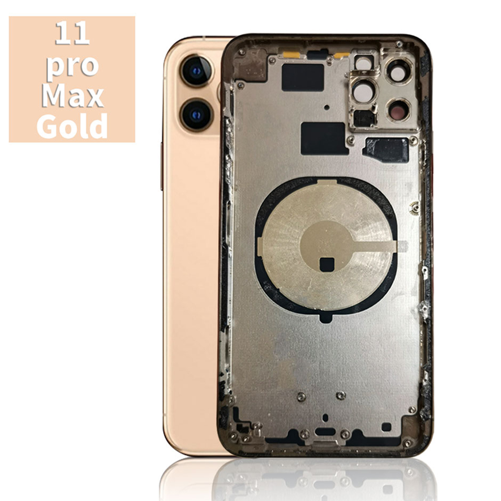 Корпус для Iphone 11 11pro 11 Pro Max, Задняя стеклянная крышка аккумулятора с лотком для карт, средняя рамка, Замена задней крышки телефона
