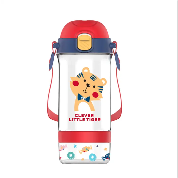 2020 Hot Sale Tritan Printing Large Capacity Portable Kids School Cute Drinking Water Bottle With Strap