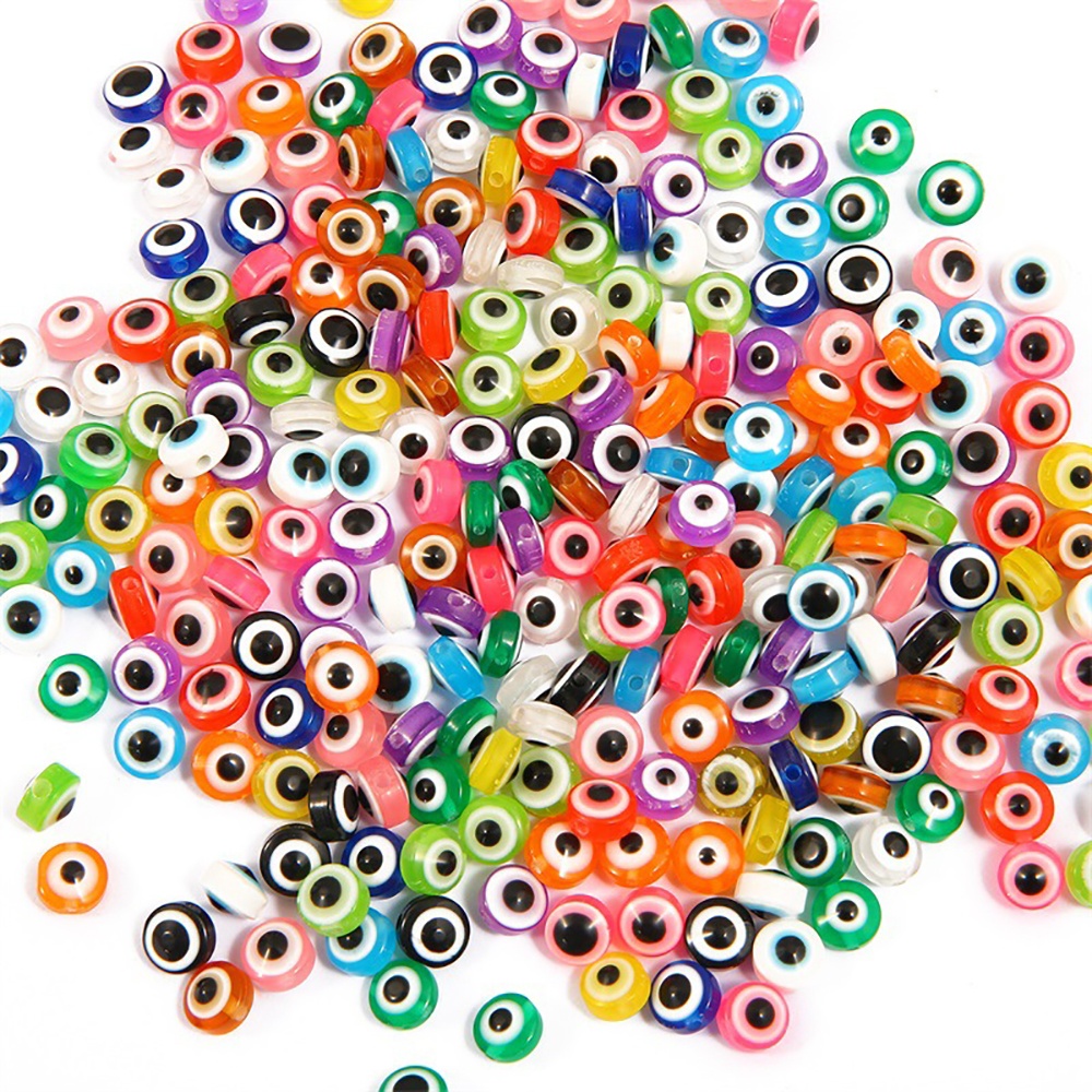DIY Jewelry Making Wholesale flat round colorful evil eye acrylic resin fish eye beads for bracelets necklaces